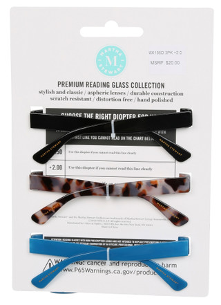 Thumbnail 2: Martha Stewart Women's 3 Pk Premium +2.00 Reading Glass Collection  