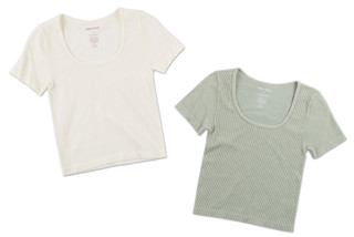 Thumbnail 1: Pink Rose Juniors 2 Pk Scoop Neck Ribbed Tops 