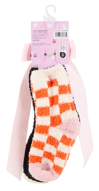 Thumbnail 2: Capelli New York Girls 3 Pk Soft Slipper Socks w/ Bonus Bow Clip 