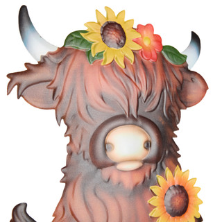 Thumbnail 2: Autumn Gatherings 35 in Hello Fall Highland Cow Metal Garden Stake 