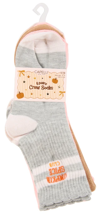Thumbnail 1: Capelli New York Girls 6 Pk Crew Socks 