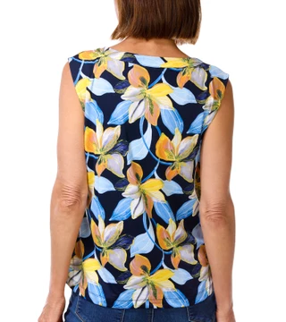 Thumbnail 3: Zac & Rachel Women's Sleeveless Printed Pleated Neck Top 