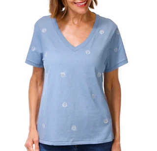 Thumbnail 1: Wildfox Women's Short Sleeve Embroidered V Neck Top 