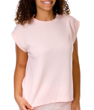 Thumbnail 3: Status by Chenault Women's 2 Pc Short Sleeve Ribbed Top & Pants Set 