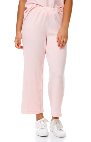 Thumbnail 4: Status by Chenault Women's 2 Pc Short Sleeve Ribbed Top & Pants Set 