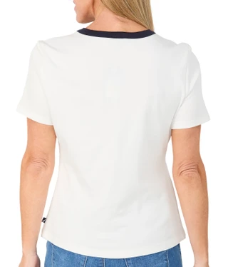 Thumbnail 3: Nautica Women's Short Sleeve Contrast Button Top 