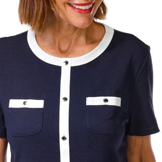 Thumbnail 3: Nautica Women's Short Sleeve Contrast Button Top 
