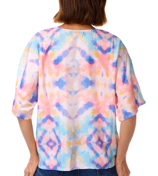 Thumbnail 2: America & Beyond Women's Short Sleeve Tie Dye Coverup 