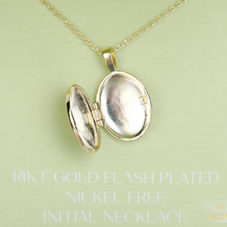 Thumbnail 2: Palmetto & Pearl 14 KT Gold Plated Locket Necklace 