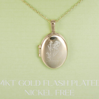 Thumbnail 3: Palmetto & Pearl 14 KT Gold Plated Locket Necklace 