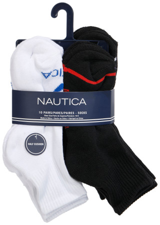 Thumbnail 1: Nautica Boys 10 Pk Half Cushion Quarter Crew Socks 