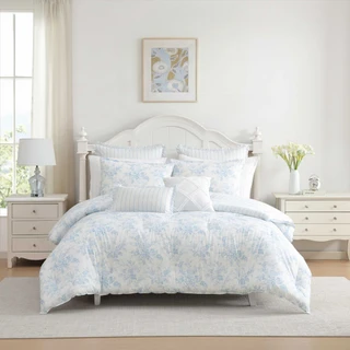 Thumbnail 1: Laura Ashley Laura Ashley Annalise Stripe Cotton Comforter Set 