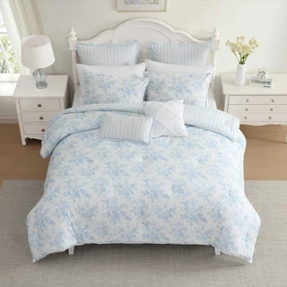 Thumbnail 14: Laura Ashley Laura Ashley Annalise Stripe Cotton Comforter Set 