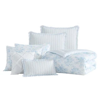 Thumbnail 21: Laura Ashley Laura Ashley Annalise Stripe Cotton Comforter Set 