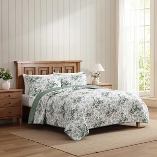 Thumbnail 21: Laura Ashley Laura Ashley Toile Delight Cotton Quilt Set 