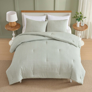 Thumbnail 3: Laura Ashley Laura Ashley Tonias Ticking Stripe Cotton Comforter Set 