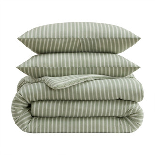 Thumbnail 4: Laura Ashley Laura Ashley Tonias Ticking Stripe Cotton Comforter Set 