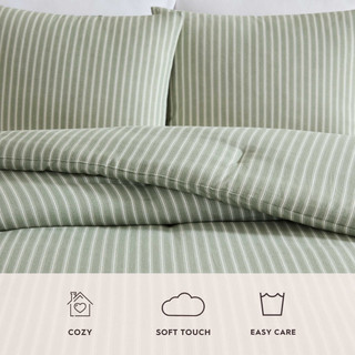 Thumbnail 14: Laura Ashley Laura Ashley Tonias Ticking Stripe Cotton Comforter Set 