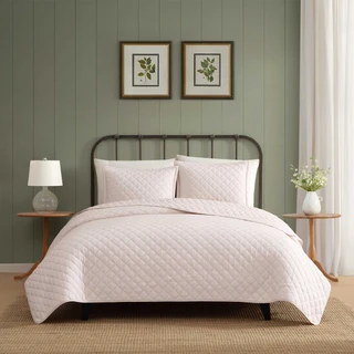 Thumbnail 1: Laura Ashley Laura Ashley Tessas Ticking Stripe Cotton Quilt Set 