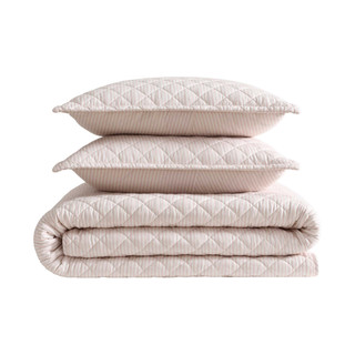 Thumbnail 13: Laura Ashley Laura Ashley Tessas Ticking Stripe Cotton Quilt Set 