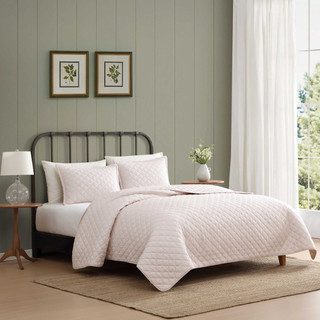 Thumbnail 21: Laura Ashley Laura Ashley Tessas Ticking Stripe Cotton Quilt Set 