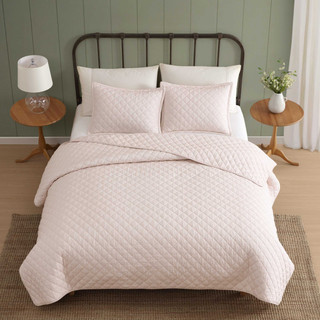 Thumbnail 22: Laura Ashley Laura Ashley Tessas Ticking Stripe Cotton Quilt Set 