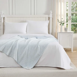 Thumbnail 1: Laura Ashley Laura Ashley Oxford Stripe Microfiber Throw 