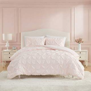 Thumbnail 2: Laura Ashley Laura Ashley Solid Satin Pintuck Microfiber Comforter Set 