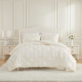 Thumbnail 2: Laura Ashley Laura Ashley Solid Satin Pintuck Microfiber Comforter Set 