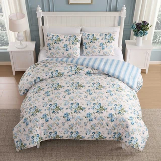 Thumbnail 8: Laura Ashley Laura Ashley Rosemoore Stripe Microfiber Comforter Set 