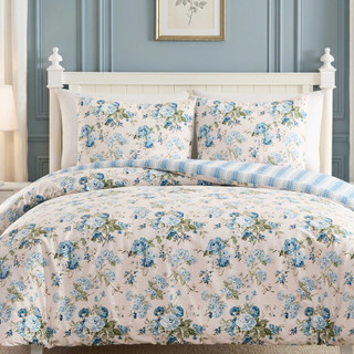 Thumbnail 15: Laura Ashley Laura Ashley Rosemoore Stripe Microfiber Comforter Set 