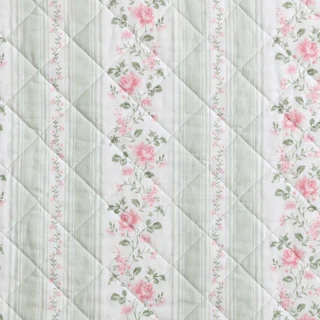 Thumbnail 13: Laura Ashley Laura Ashley Rosebud Stripe Cotton Quilt Set 