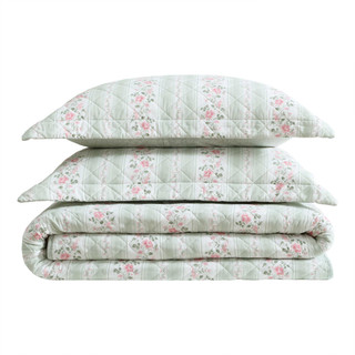 Thumbnail 36: Laura Ashley Laura Ashley Rosebud Stripe Cotton Quilt Set 