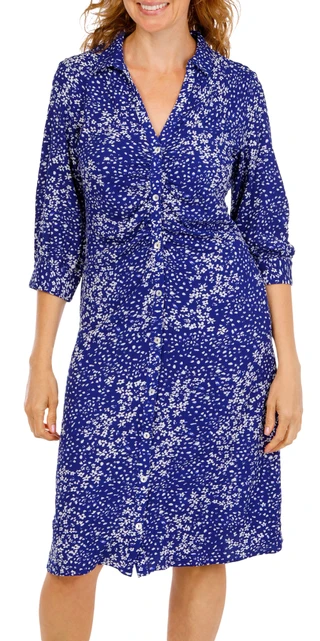 Thumbnail 1: DKNY Women's 3Q Sleeve Ruched Waist Dress 