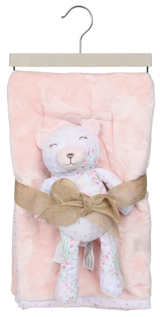 Thumbnail 1: Chickpea Baby Girls 2 Pc Blanket & Plush Toy Set 