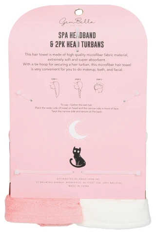 Thumbnail 2: Gem Bella Self Care Spa Set w/ Headband & 2 Pk Head Turbans 