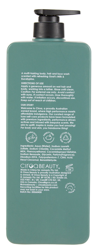 Thumbnail 2: Ciroa 33 oz Goat's Milk & Eucalyptus Face, Body & Hair Wash  