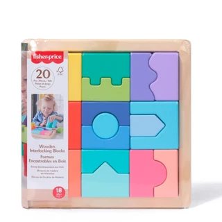 Thumbnail 1: Fisher-Price 20 Pc Wooden Interlocking Blocks Toy Set 