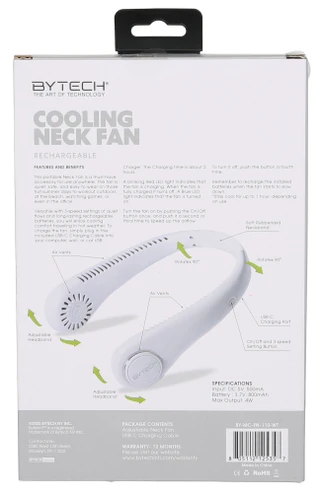 Thumbnail 2: BYTECH Rechargeable Cooling Neck Fan w/ 3 Speeds 