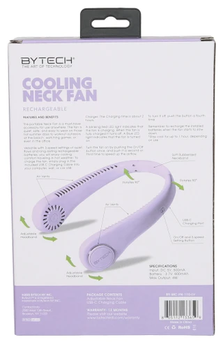 Thumbnail 2: BYTECH Rechargeable Cooling Neck Fan w/ 3 Speeds 