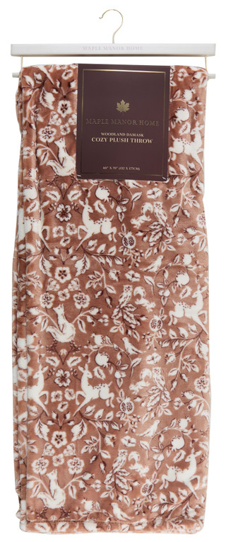 Thumbnail 1: Maple Manor Home 60x70 Woodland Damask Cozy Plush Throw 