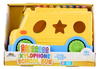 Thumbnail 1: Brooklyn Lollipop Xylophone School Bus Toy w/ 7 Pc Shape Sorter 