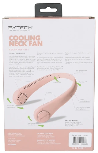 Thumbnail 2: BYTECH Rechargeable 3 Speed Cooling Neck Fan  