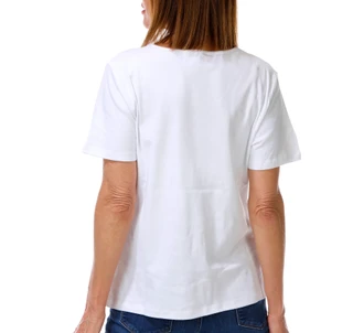 Thumbnail 2: Coral Bay Women's Short Sleeve Crochet Trim V-Neck Top 