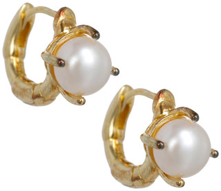 Thumbnail 2: OLIVIA & JACKSON Gold Pearl Chunky Huggie Earrings 
