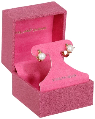 Thumbnail 1: OLIVIA & JACKSON Gold Pearl Chunky Huggie Earrings 