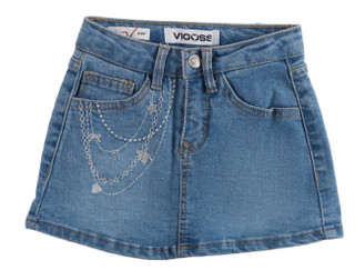 Thumbnail 1: Vigoss Little Girls Chain Embellished Denim Skort 