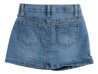 Thumbnail 2: Vigoss Little Girls Chain Embellished Denim Skort 