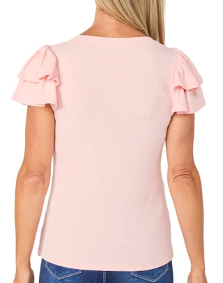 Thumbnail 2: 1 STATE Flutter Sleeve Rib Knit Tee 