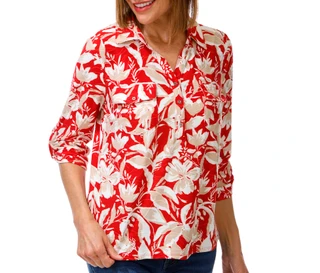 Thumbnail 1: Coral Bay Petite 3/4 Sleeve Print Top 